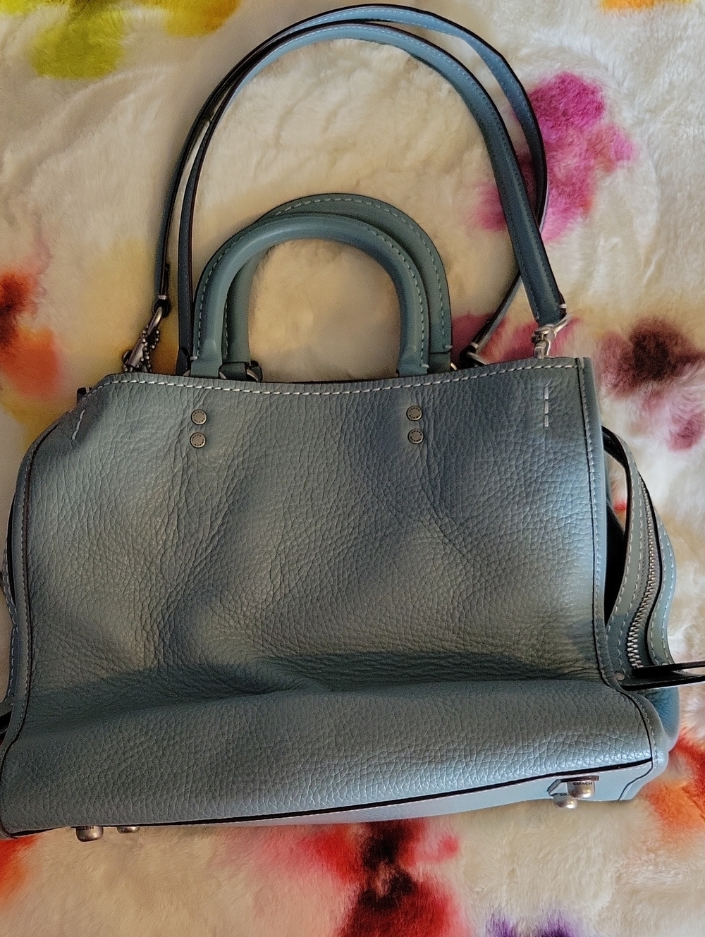 BEST PRICE Gorgeous! Beautiful New COACH Pebbled Leather Satchel in powder blue